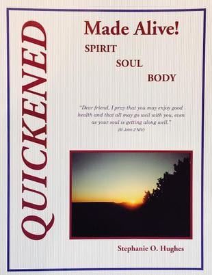 A poster with the words " quickened " and " made alive."